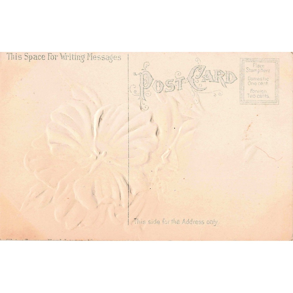 Vintage Happy Birthday Postcard Embossed Pink Pansy Flowers Divided Back Antique - Picture 2 of 2